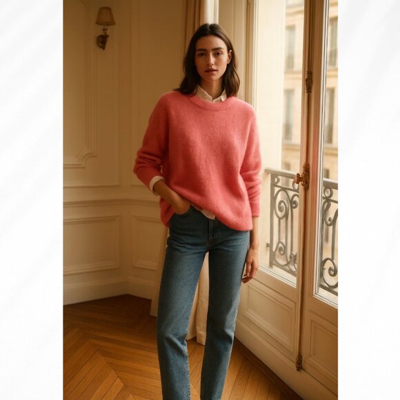 🦋 H&M Hot Pink Knit Pullover Sweater Top Small - Picture 1 of 5